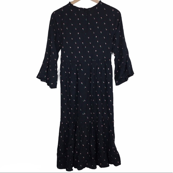 LOFT Midi Dress Prairie Peasant Boho Ruffle Floral Rosebud Garden Party XS NWT - Picture 6 of 12